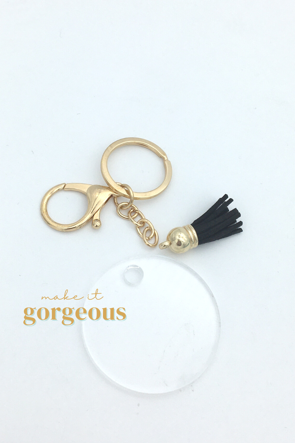 Round disc Acrylic Keyring, tassel & Lobster claw keychain sets Gold – Make  It Gorgeous