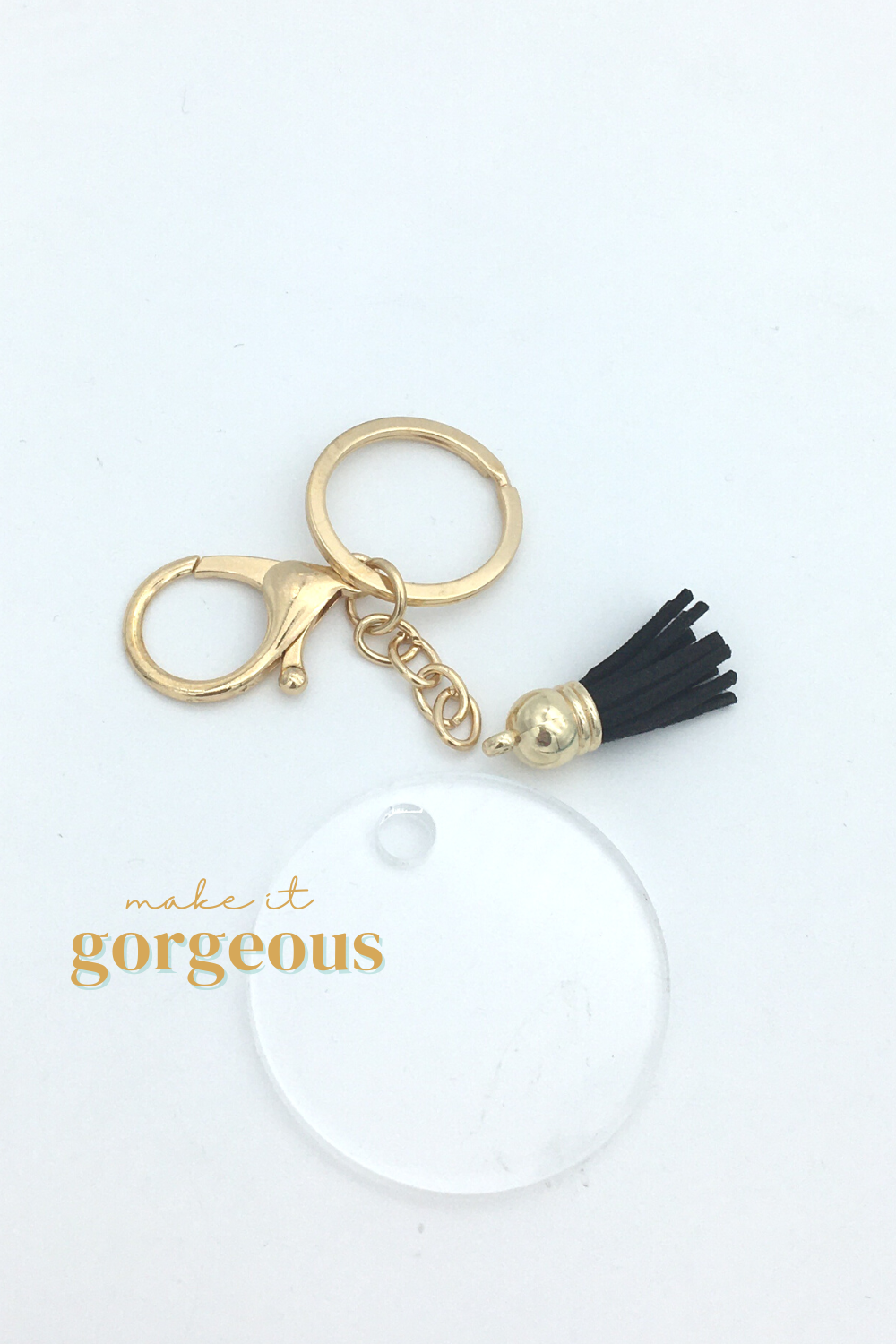 Round disc Acrylic Keyring tassel Lobster claw keychain sets