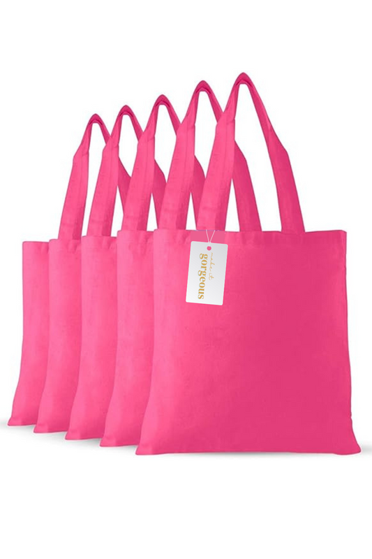 5 Pack Premium Colour cotton twill tote bags