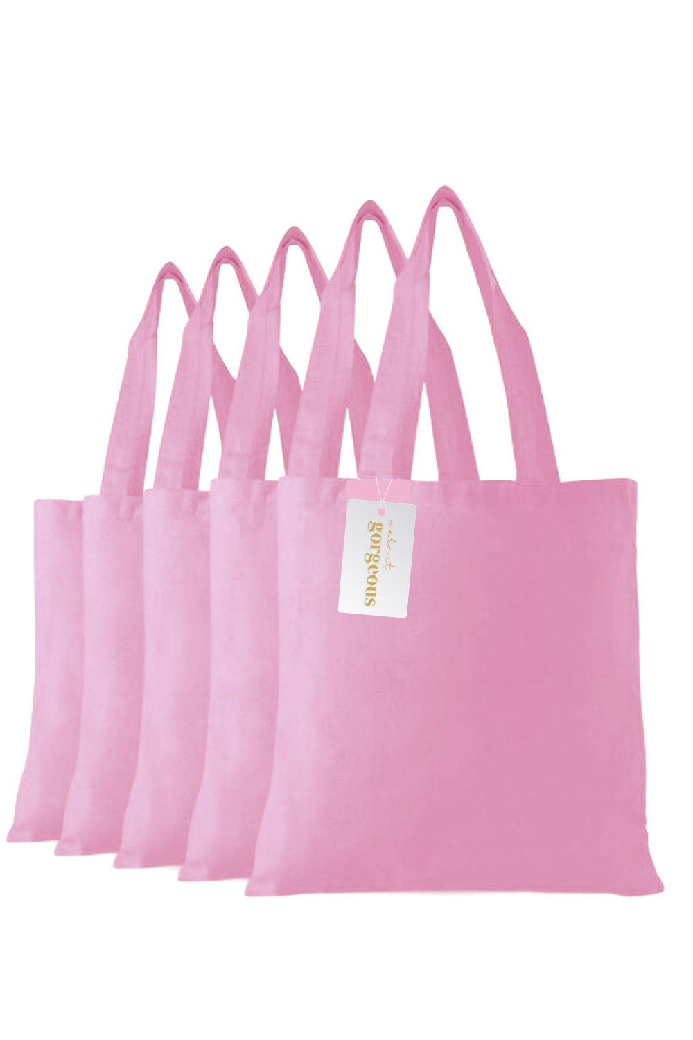 5 Pack Premium Colour cotton twill tote bags