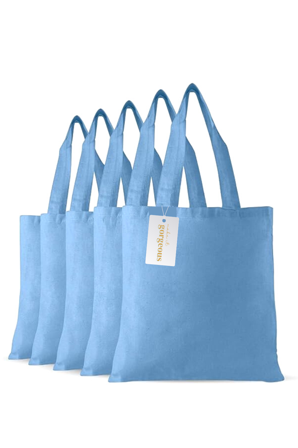 5 Pack Premium Colour cotton twill tote bags