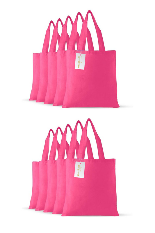 10 PACK Pack Premium Colour cotton twill tote bags
