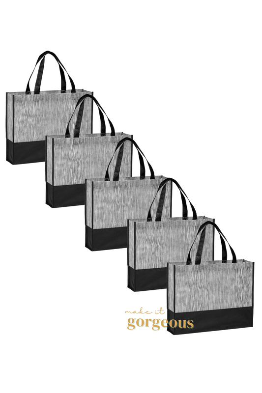Melange with Black Panel Shopper Bags Multi Packs
