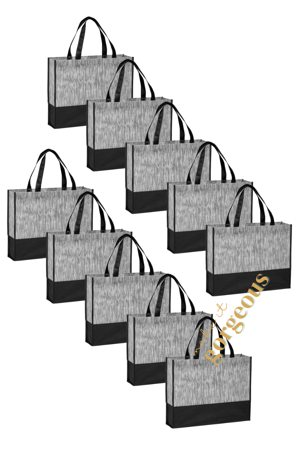 Melange with Black Panel Shopper Bags Multi Packs