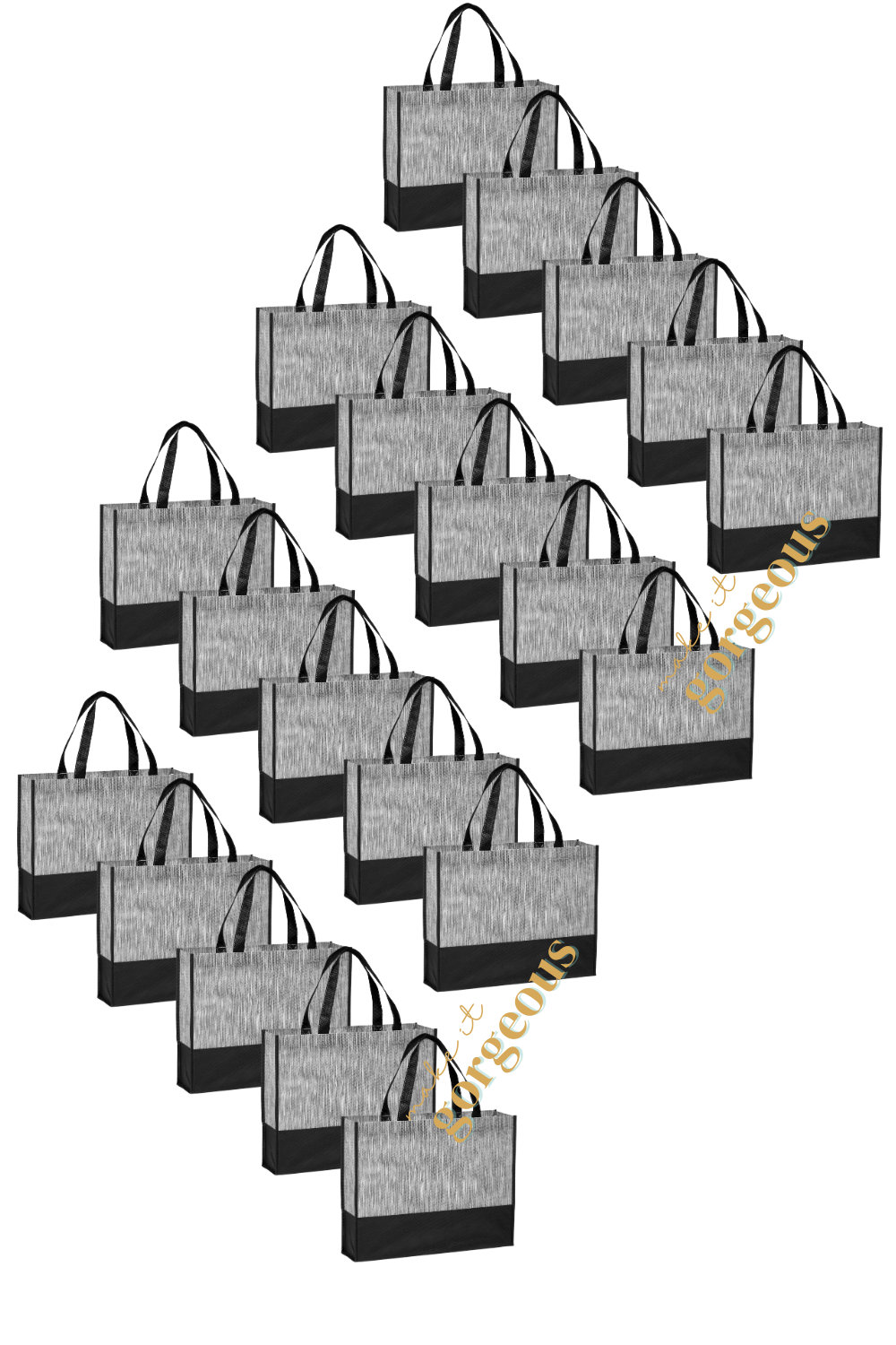 Melange with Black Panel Shopper Bags Multi Packs