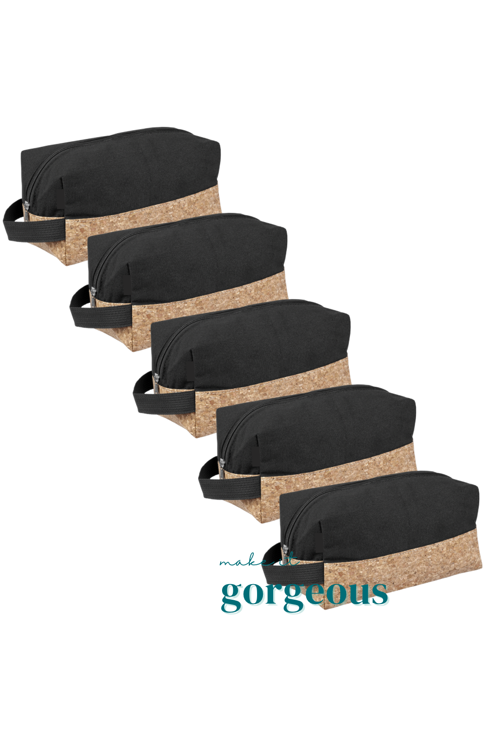 Black Cotton and Cork Toiletry Bag