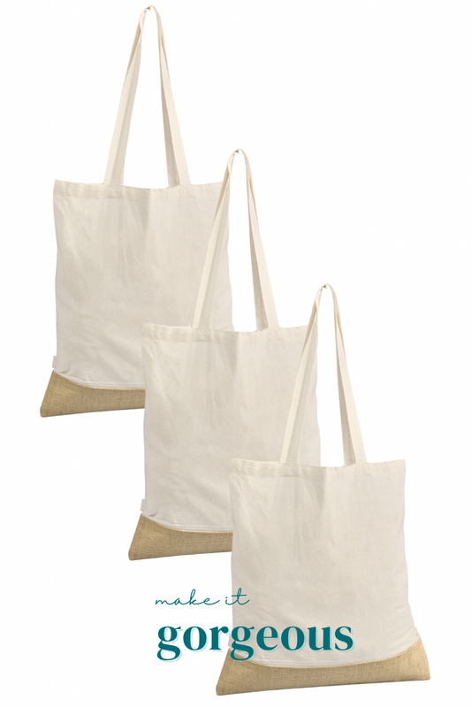 Cotton and Jute Shopper Tote Bag