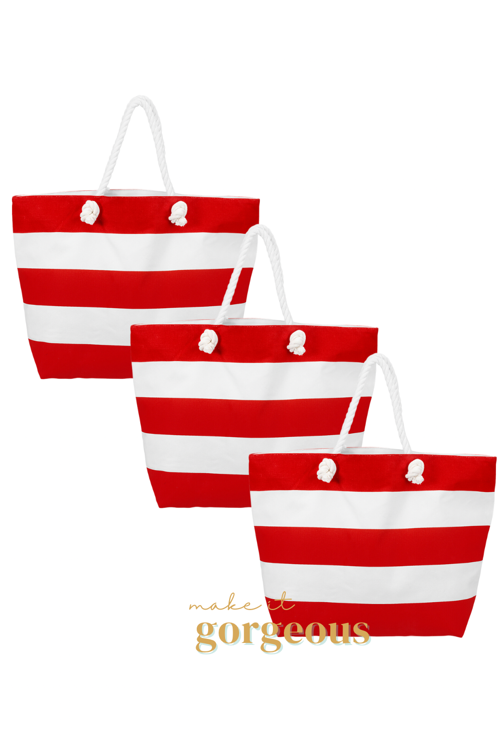 Stripes Beach Tote Bag with Rope Handles