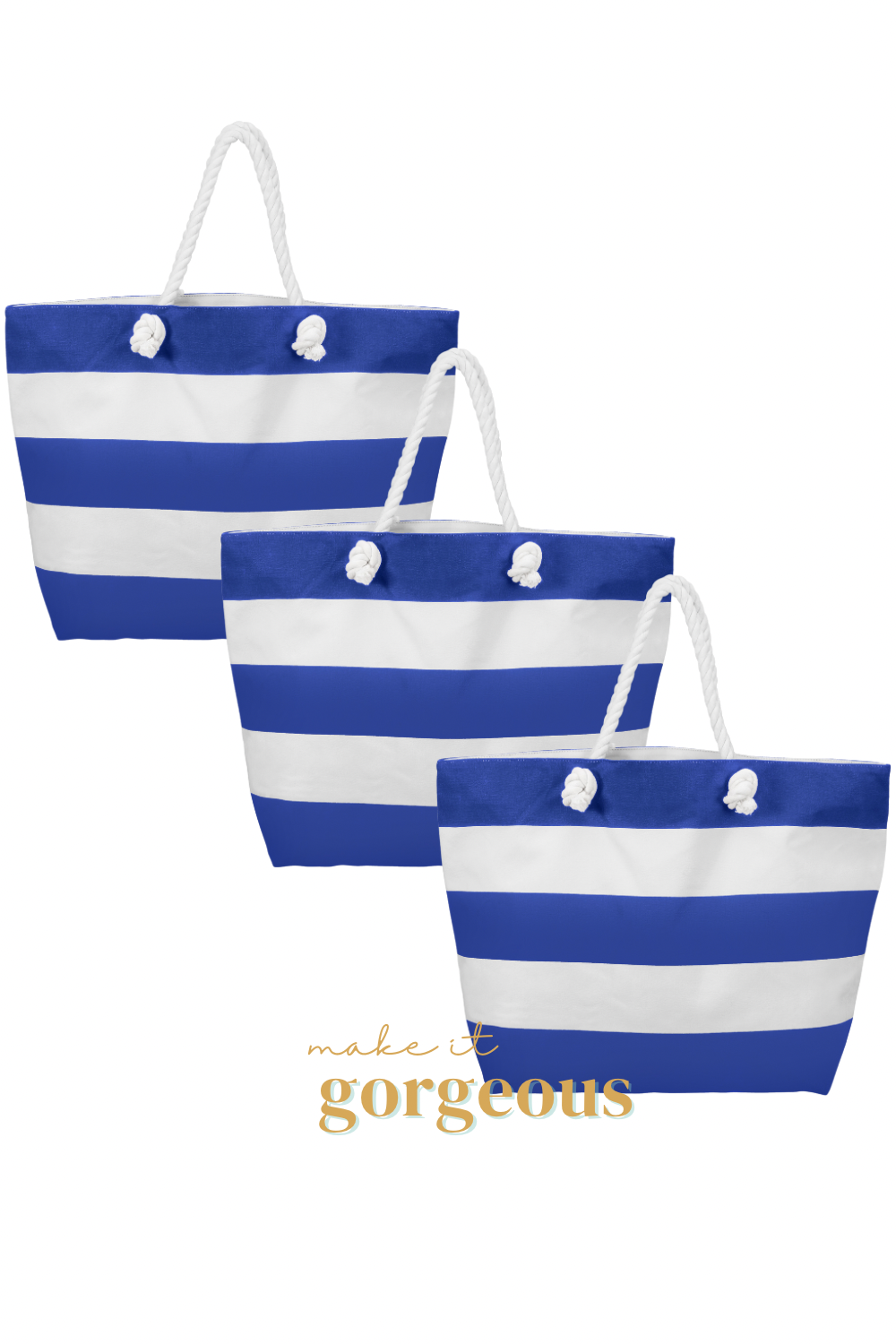 Stripes Beach Tote Bag with Rope Handles