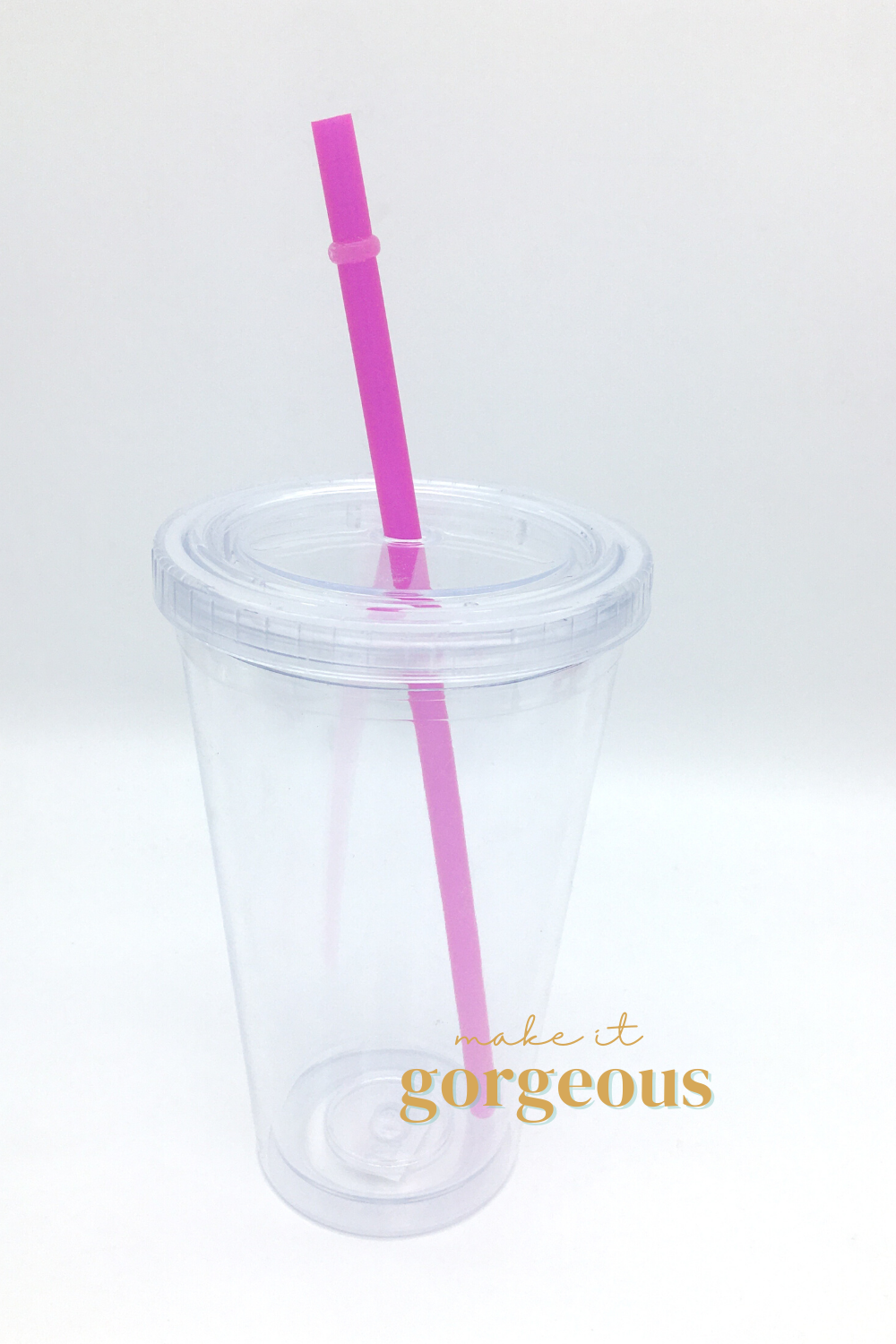 Clear double wall Tumblers with Colourful straws