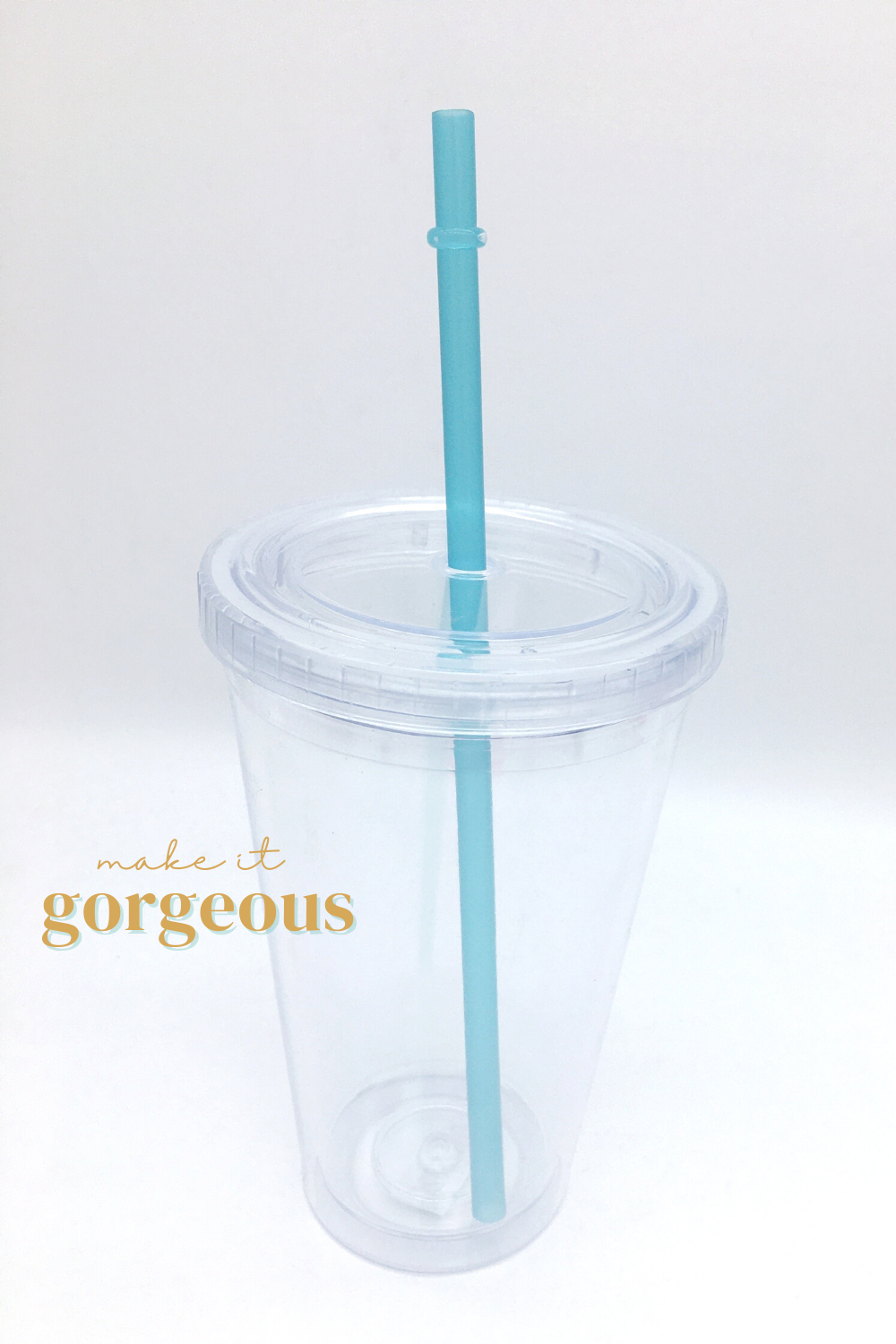 Clear double wall Tumblers with Colourful straws