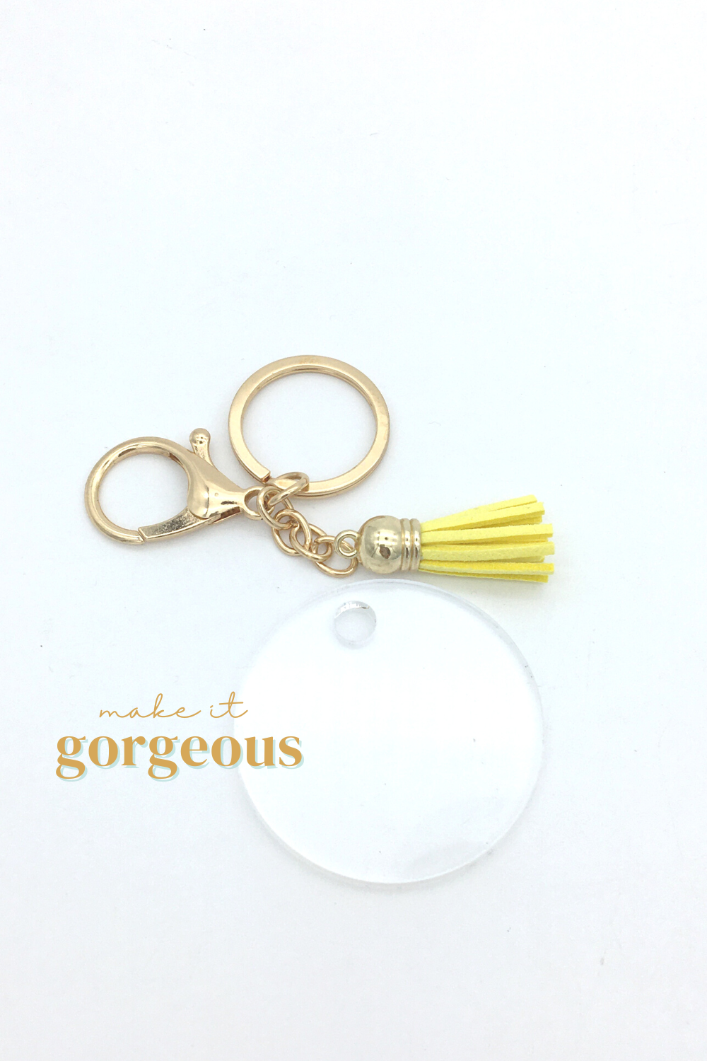 jocelyndieboltdesign Small Business Owner Acrylic Keychain with Tassel and Gold Clip | Gift Birthday  Seller Rainbow Yellow Clear Keyring Accessories Keys