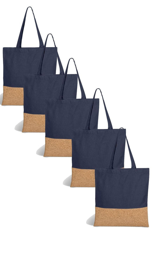 5 Pack Cotton & Cork Tote Bag