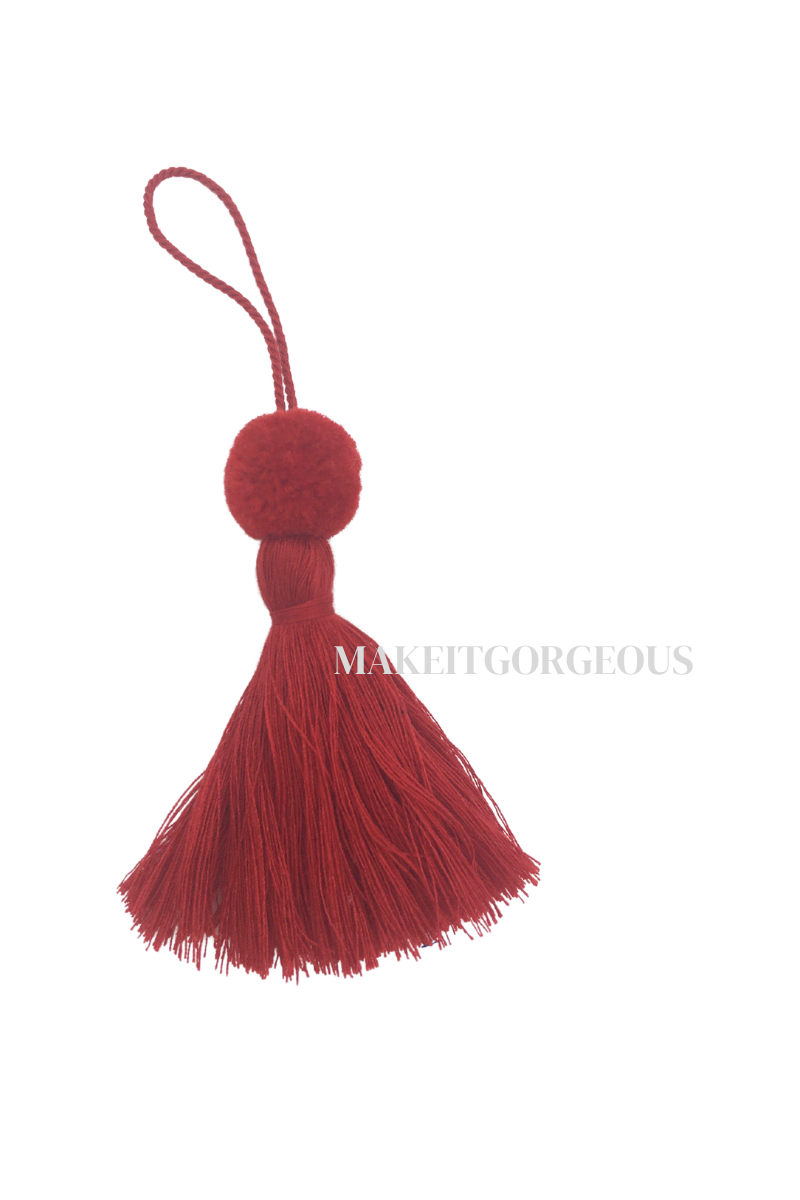 Red pompom Tassels