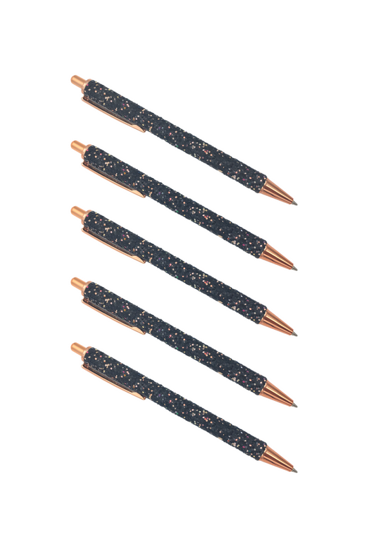 Chunky Glitter Finish Pens - Black & Rose Gold 10 pack