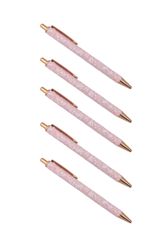 Chunky Glitter Finish Pens - Pale Pink & Rose Gold 10 pack