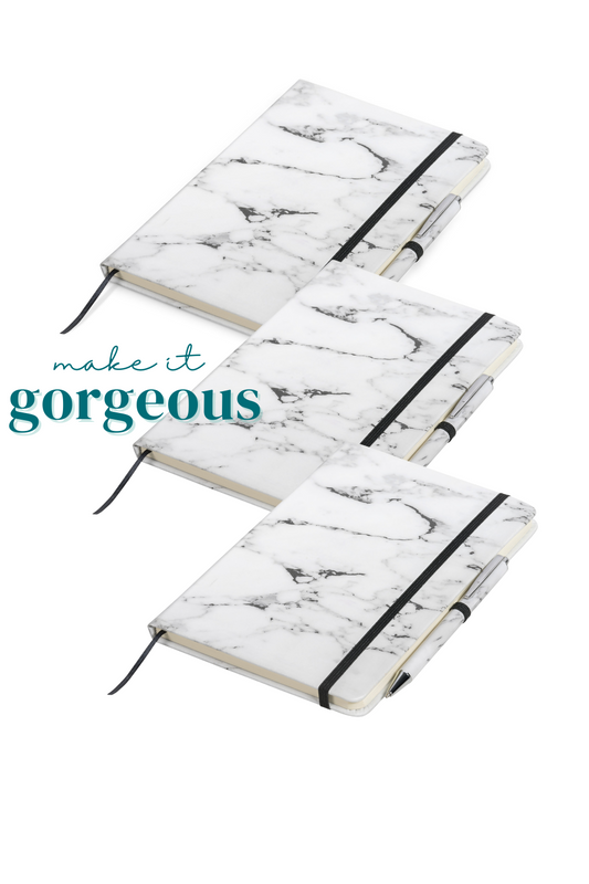 Marble Design Hardcover A5 Notebook and Pen Set