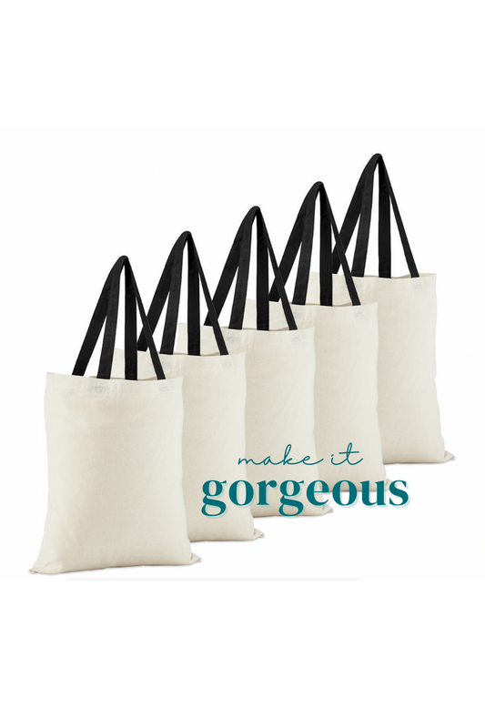 100% Cotton Tote Bag with black handles
