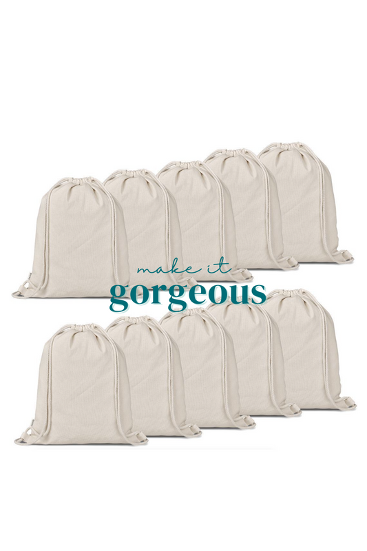 100% Unbleanched Cotton Canvas Drawstring Bags